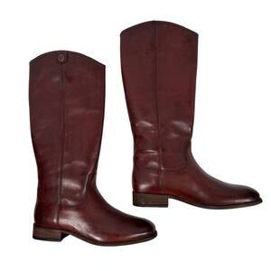 Frye Melissa Button Tall Boot Womens 8.5 M Mahogany Vintage Leather‎ Pull On
